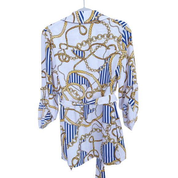 Babaton Kahlo Chain Belted Robe Coverup Small Nautical Old Money Mob Wife Yacht - Picture 5 of 10